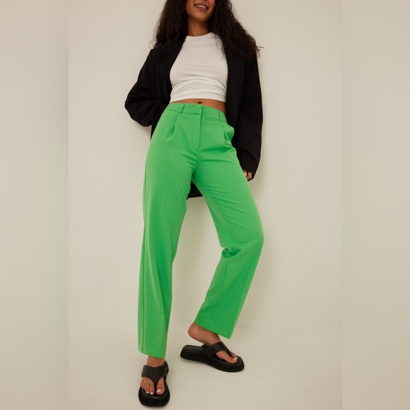 Women’s NA-KD Classic Kelly Green Mid-Rise Suit Pants - Picture 1 of 10